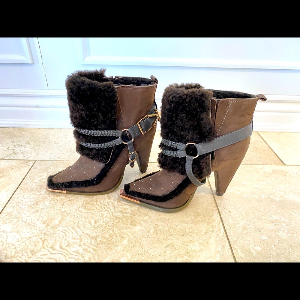 Ivy Kirzhner Suede Sheep Shearling Booties